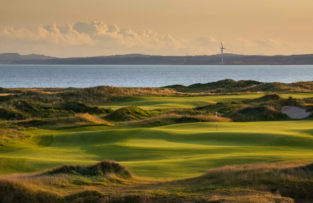 Dumbarnie Links overlooking Largo Bay with coastal dunes and greens.