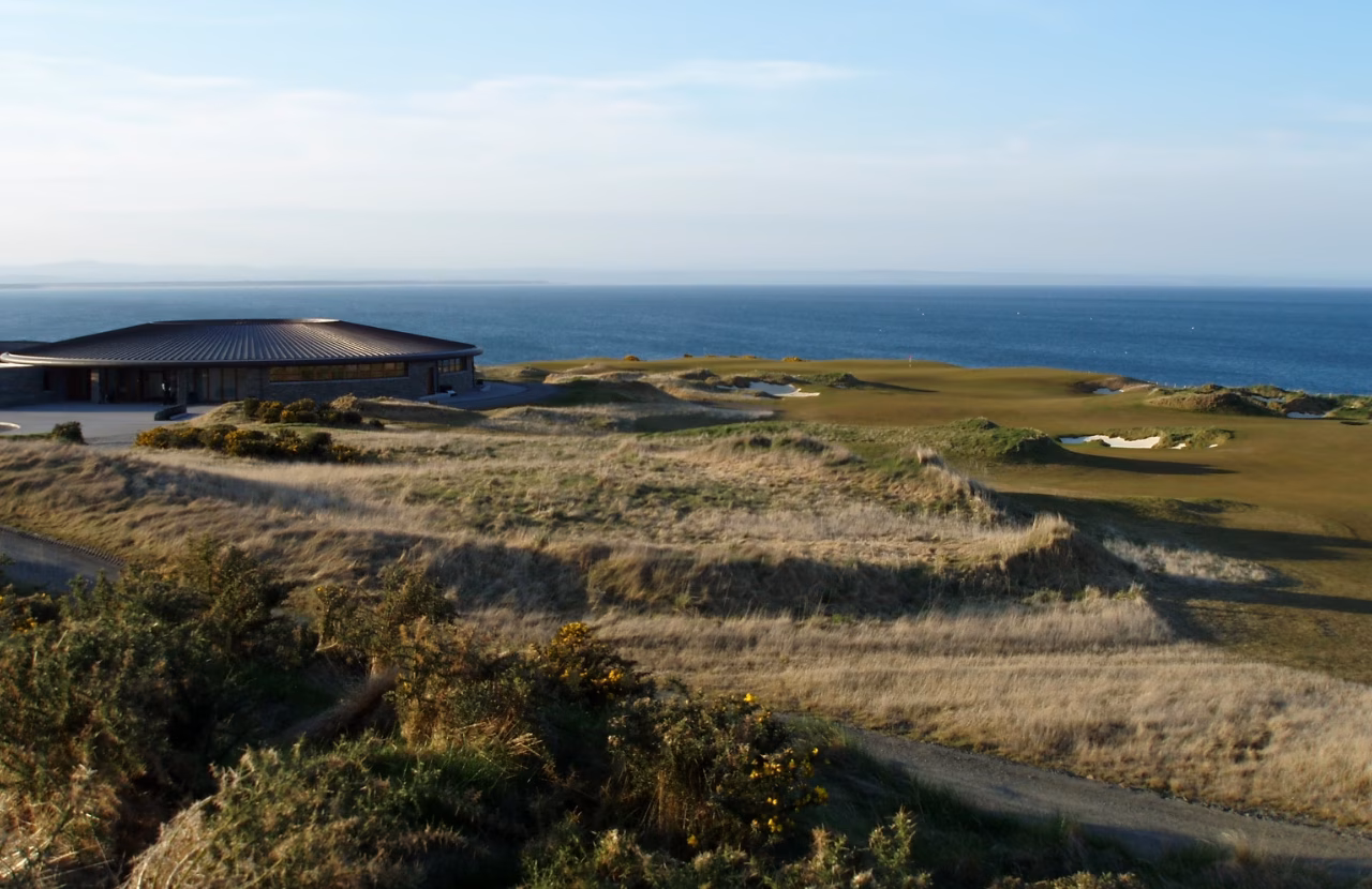 St Andrews Links' Castle Course overlooking the sea from its clifftop setting.